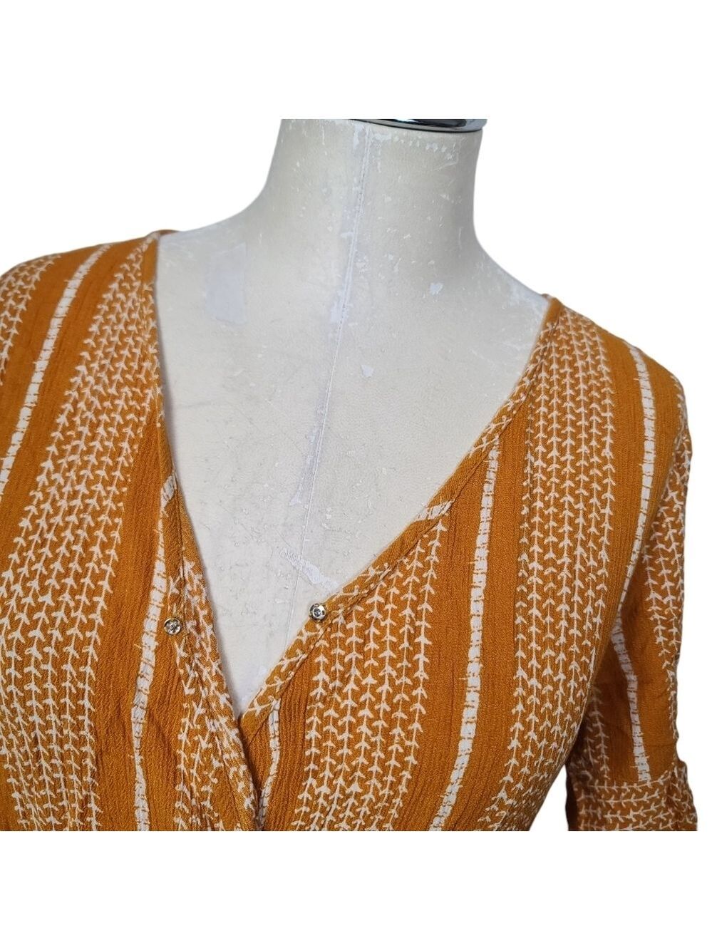 Kori America V Neck Short Sleeves Printed Dress L - Picture 3 of 7